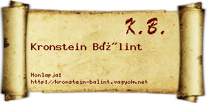 Kronstein Bálint névjegykártya